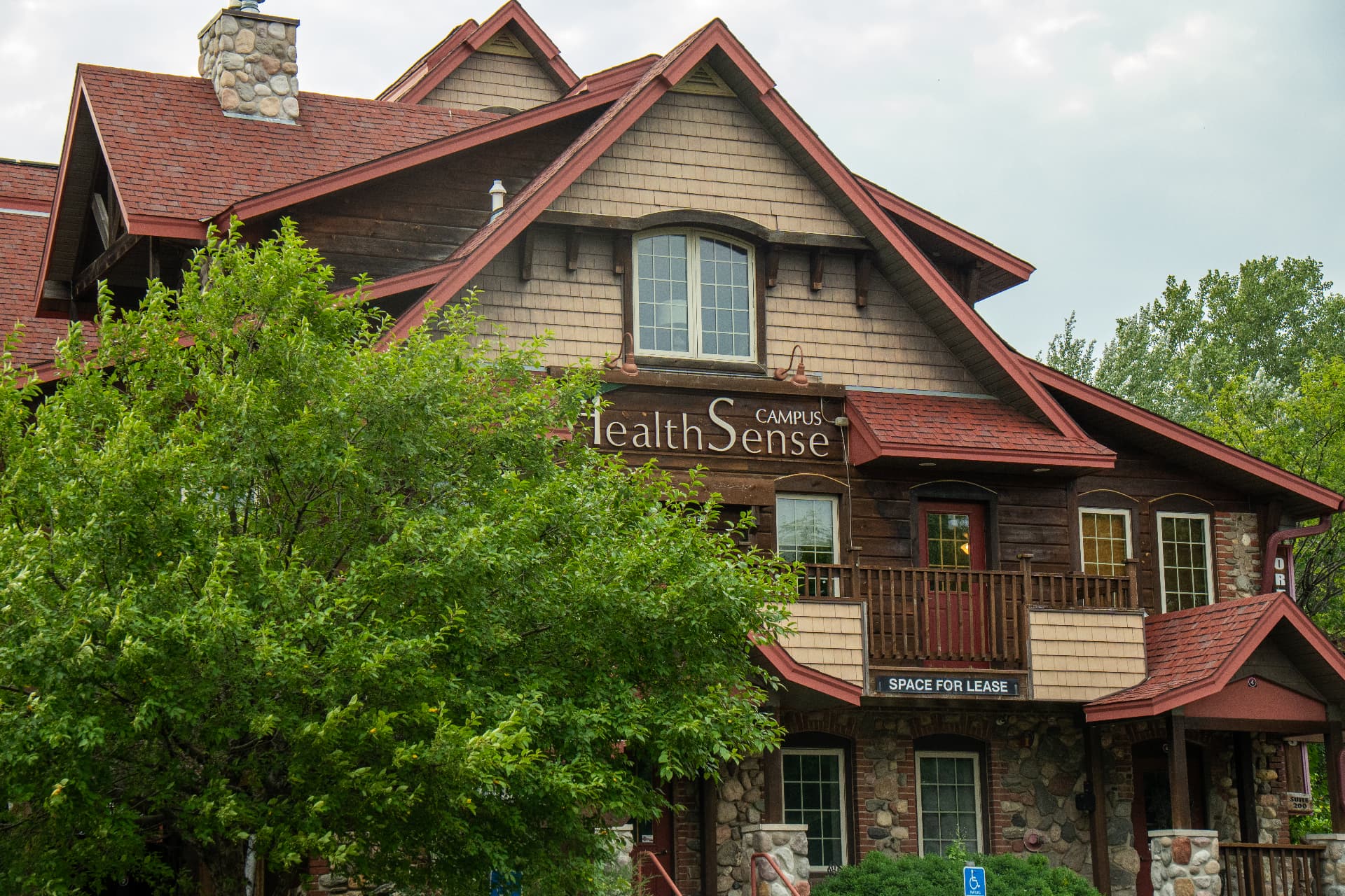 Timber siding and stone detailing